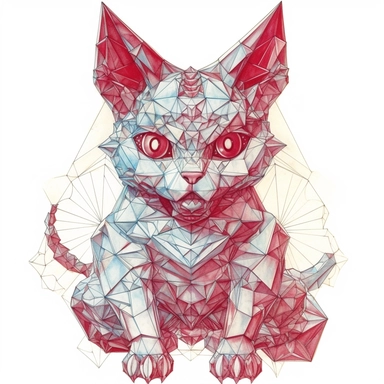 Maneki-neko, Domestic Shorthair, joyful, origami In the style of Brian Froud & Alan Lee, clipart, complex design, dreamy color, white contour, white background only