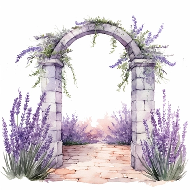 Watercolor Lavender Garden Clipart, lavender boarder