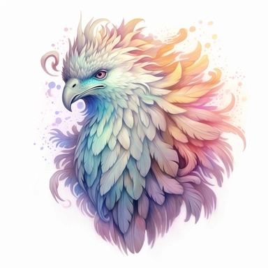 ghost griffin, clipart, intense white and deep pastel colors, dnd, watercolor, no background, isolated on a white background, self contained, well defined edges, by amy sol and magali villeneuve and susan bourdet and ross tran, spaced out, glowy, intricate, 8k