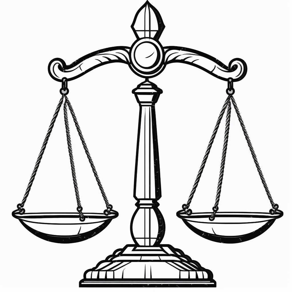 scales of justice, clipart style, outline, black and white - Clip Art ...