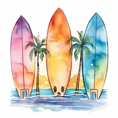 Water color boogie boards clipart