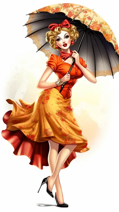 pin up calendar girls, clip art