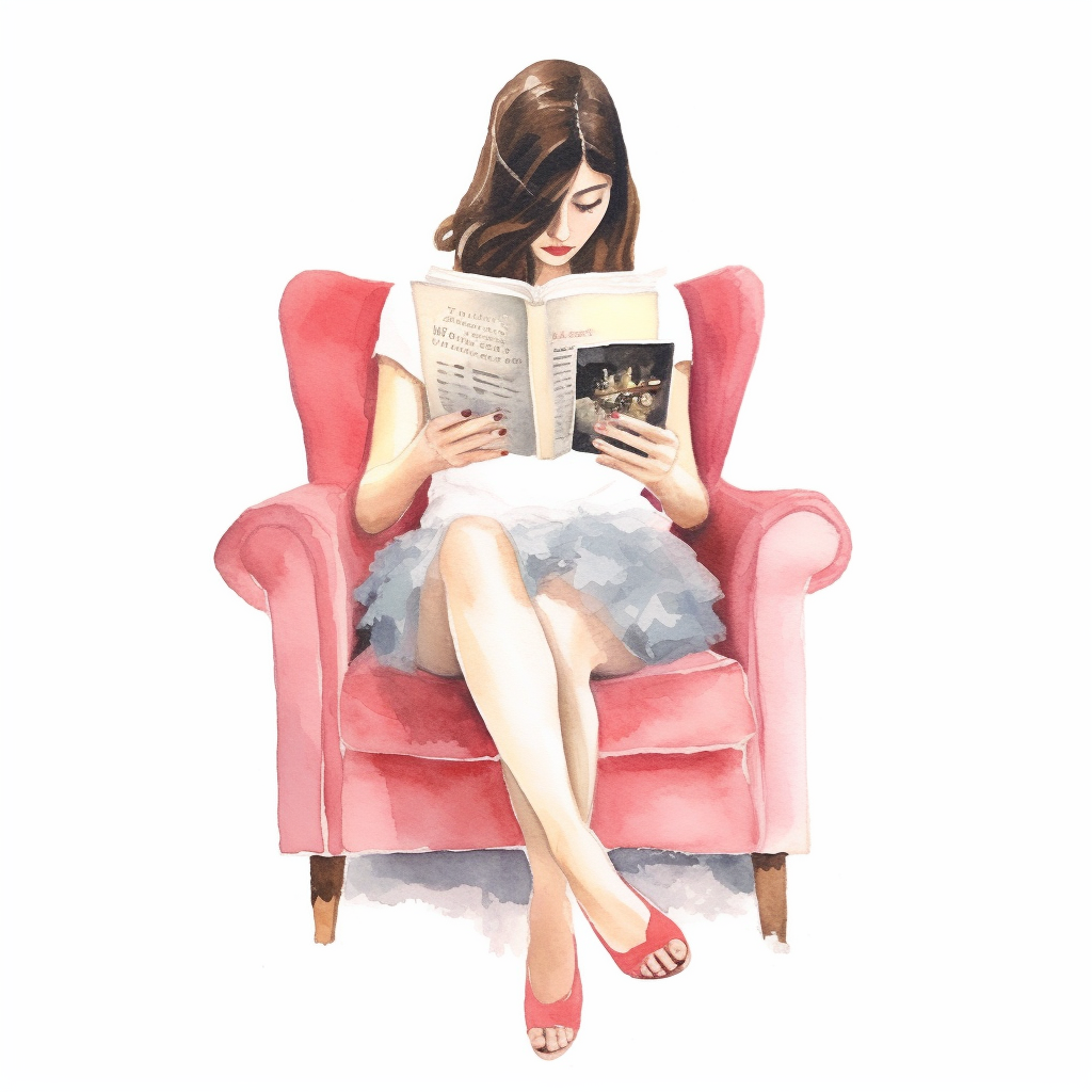 girl reading clipart