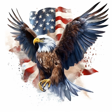 full body eagle with american flag Clipart,on white background with margins