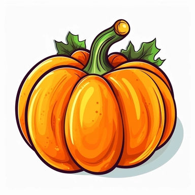 pumpkin clipart, vector, flat Color, on an isolated white background