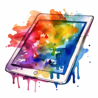 watercolor clipart of one single iPad
