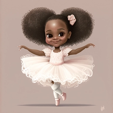 Happy Black Girl ballet dancer ,Cheerfull black girl clipart, Funny black girl , Humorous african american girl child png, Sweet clipart, A smiling Face ,Full body with legs , white lace dress , ribbions in hair , ballet daner pink tutu , on pointe , Highly detailed close-up portrait , standing , Nicoletta Ceccoli, Mark Ryden, lostfish, Earl Nor, global lighting, divine rays, detailed and intricate surroundings, sf, intricate artwork masterpiece, ominous, matte painting movie poster, blue ratio,