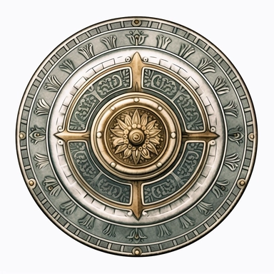 1 image of an ancient greek mythological shield, vintage style, white background, clipart