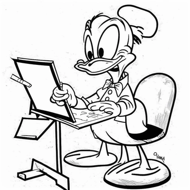 only outline of cartoon donald duck for children's drawing clipart