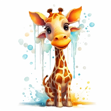 very sweet Giraffe, cute, nice, watersplash, White Background Clipart