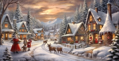 Adorable Christmas scene, clipart, precision painting, vivid colours, white background, I can’t believe how beautiful this is