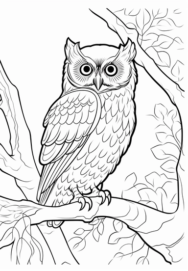 simple and easy coloring page design, coloring page for kids, owl in Fiordland National Park, New Zealand , cartoon character silhouette illustration cliparts image, high resolution, #screenshotsaturday, whimsical children's book illustrator,