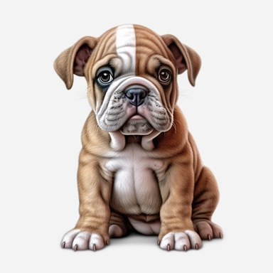 Bulldog puppy, Clipart, Digital art, disney style, hyperdetailed, 1080p, Ultra-HD no background