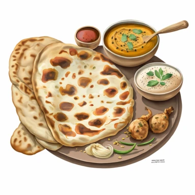 clipart Naan Indian food, white background