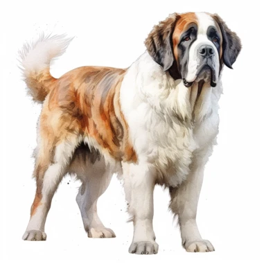 high detailed, Hand drawn watercolor clipart of a St. Bernard in London, on a pure white background for background removal, no shadow, no paint splash