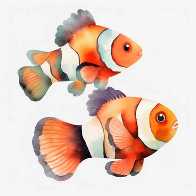 watercolor Clown Fish clipart