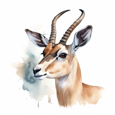 Antelope, watercolor clipart, white background