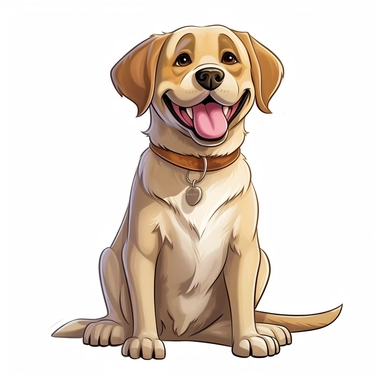 Cartoon Adult Dogs, Cartoon Adult Dogs Clipart, Cartoon Adult Dogs SVG, Dogs PNG Sublime, Dogs sublime, Adult Labrador Retriever smiling, sitting, direct front view, isolated on white background, hd