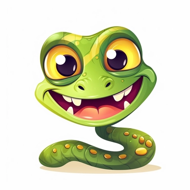 fantasy happy cute cobra face, cartoon, clipart, mascot, isolated on white background