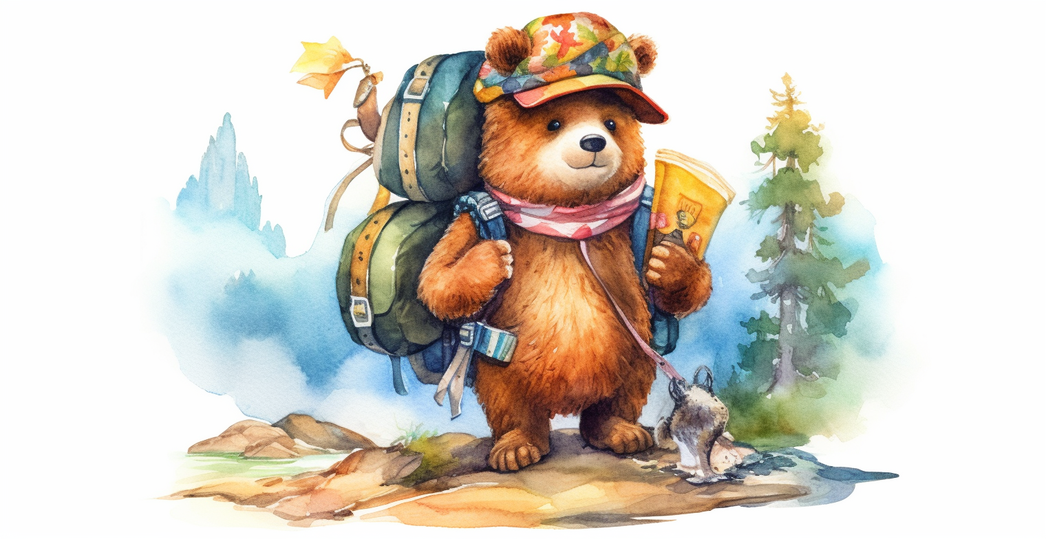 camping bear cliparts