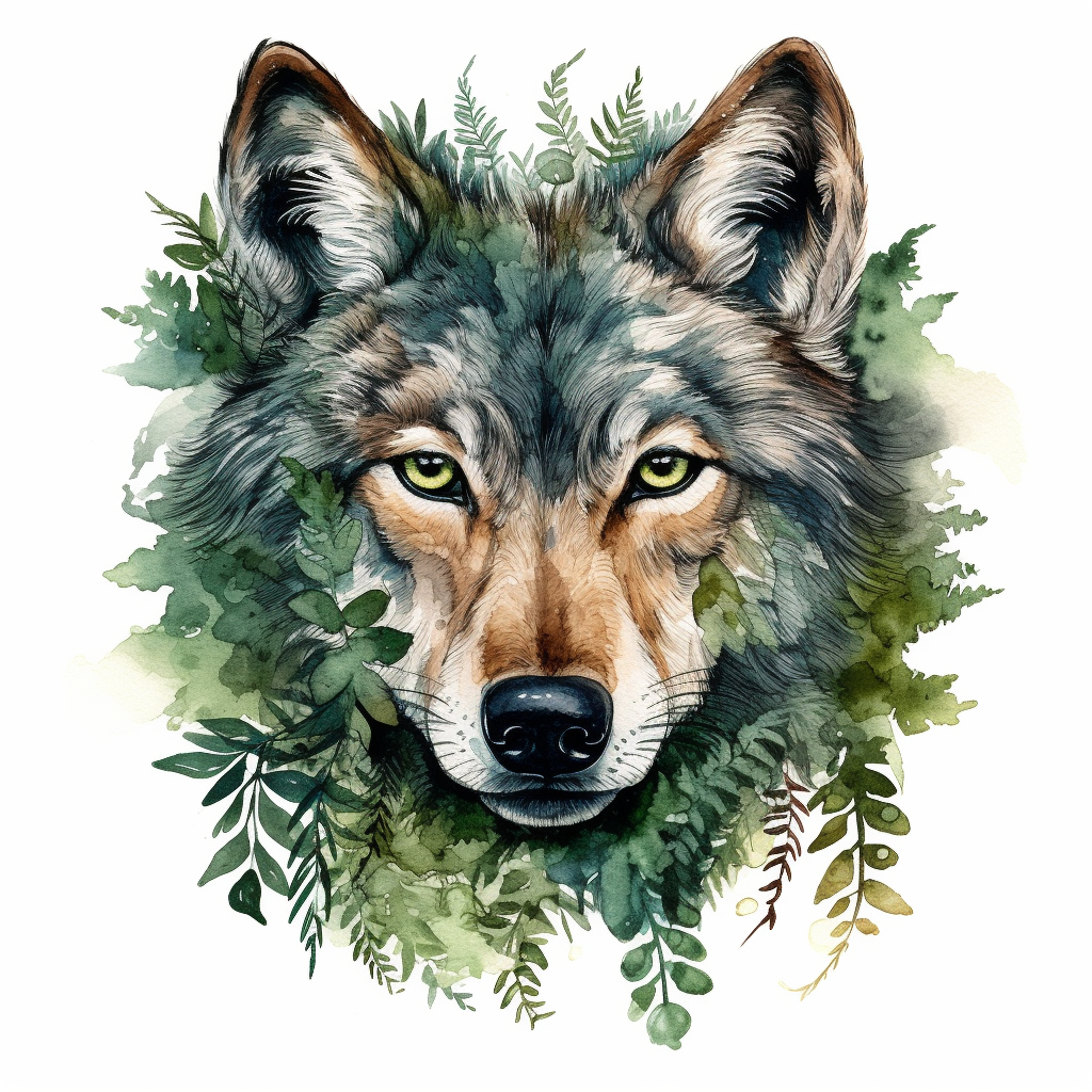 green wolf cliparts
