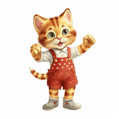 50s style cat, in the style of children's book illustration,high definition, 16k, insanely detailed, fine detail, sharp focus, illustration, isolated clipart white background
