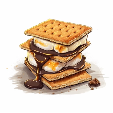 clipart Campfire s'mores with toasted marshmallow, chocolate, and graham crackers