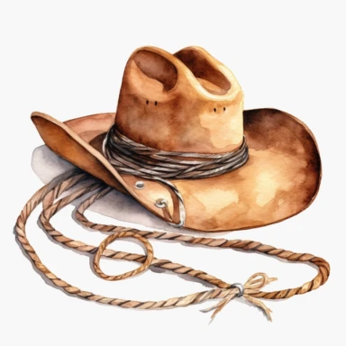 watercolour Cowboy hat with lasso clipart