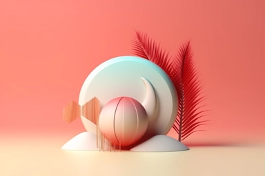 3d abstract summer nature beach object clipart with Gradient Color Overlay Background, minimal, soft color, artistic, high resolution, 8K,