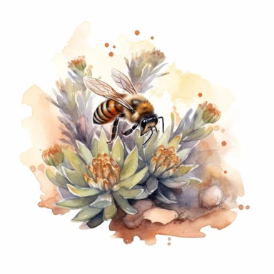 a watercolor clipart, vector of beesweep in the style of vintage imagery, decorative paintings, subtle shading, nature core, muted colors, on a white background, uhd image