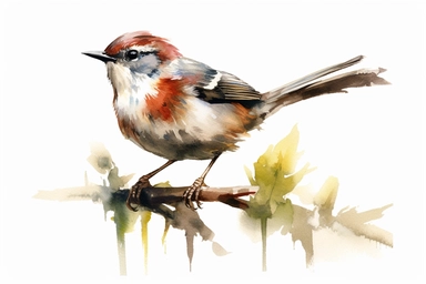 Watercolor, Chestnut-Sided Warbler Bird, clipart, hd, on a white background, spaced out