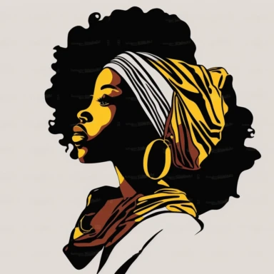 clipart, vector, nubian queen, head wrap scarf, sillhouette