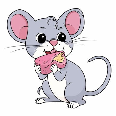 A cat and a mouse side to side eating a piece of ham clipart show outline and color inside no background