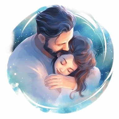 a beautiful scene of a Father and daughter hugging, so happy moment. The artwork should have an ethereal quality, with delicate layers of translucent colors and subtle gradients that give the impression of love and tender. Clipart, Watercolor, mystical, transparent background, for TShirt design