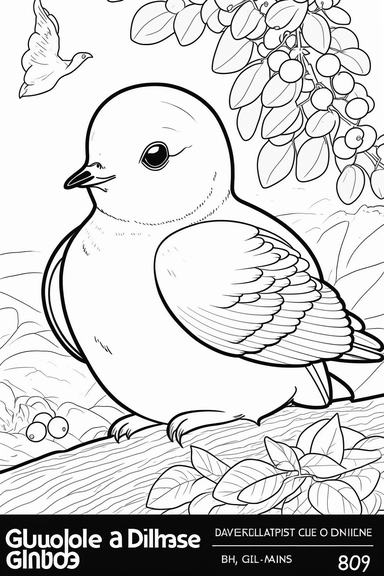 a cute and happy dove, black and white clipart for a kids coloring page, simple and clean line art, illustration style,