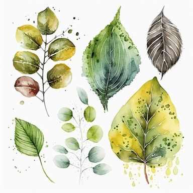 clipart illustration aquarell Weide: Weiden haben eine silbrige, schimmernde Rinde und schlaksige Zweige, die sich oft biegen und verflochten sind. Die Blätter sind dünn und länglich und haben eine helle, frische grüne Farbe. Weiden einen beruhigenden und beruhigenden Einfluss auf ihre Umgebung haben.