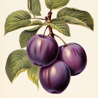 Purple Plum Digital Download, Printable, Vintage, Clipart, DIY Crafts, Fruit Design, Food, PNG, JPG, Illustration