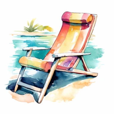 pool lounge chair clipart, watercolor, vector