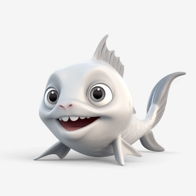 catfish 3d Cute Animated Sea Animal Clipart, disney pixar style Animated ocean clipart, white background