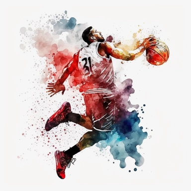 Watercolor Fantasy basket ball JUMP BULLS CHICAGO team jersey colours clipart , ultra real, 4K, q 2 v 5