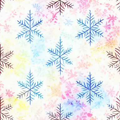 gradient snowflakes pattern simetric, white background in watercolor clipart style