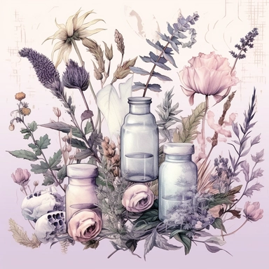 Pastel spooky witches herbs and botanicals clipart image, in the style of mystic mechanisms, subtle pastel tones, pencil art illustrations, soft pastel tones, reimagined by industrial light and magic, litho printing, illusory images, watercolor clipart