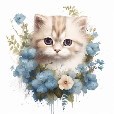 3D,Watercolor hyperdetailed ultra realistic cliparts of cute baby Scottish Fold cat and flower including intricate details expressive eyes,style of Anna Süßbauer and Jon Klassen,cinematic,Photography, Fantasy Background, masterpiece, trending on Artstation and Dribbble.--ar 2790:2465