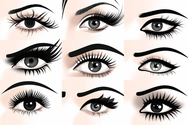 real eye lashes on a white background in silhouette style white background, fake eyelashes svg clipart, negative space + Sharp + realistic, photo realistic, cinematic, symmetrical, high detail,