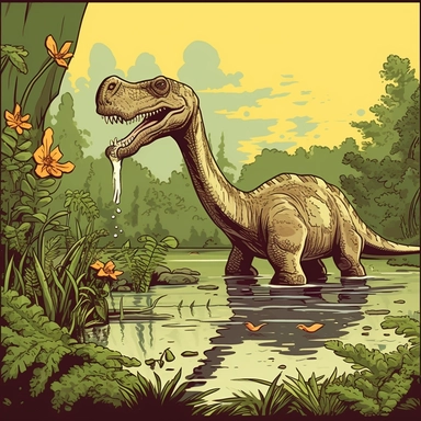 a dinosaur a duck billed dinosaur in the swamp eating plants duck billed dinosaur clip art