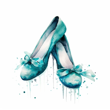watercolour Turquoise ballet shoes hd clipart white background