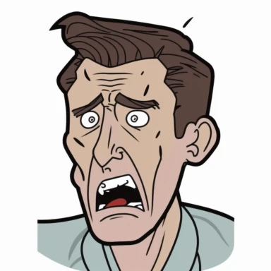 anxious facial expression on a male patient as a clipart cartoon