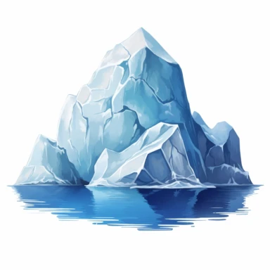 iceberg clipart for psd vector free download, in the style of hard-edged painter, david nordahl, gouache, low resolution, ink wash, rtx, white background, ron embleton,