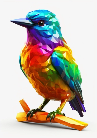 Colorful 1 Bird 3D Clipart, details, high resolutions, 4K