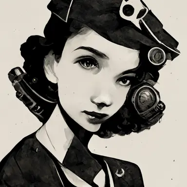 clipart , girl,noir,steam punk,fallout